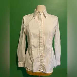 Escada Classic White Button-Front Shirt cotton blend with bead embroidery